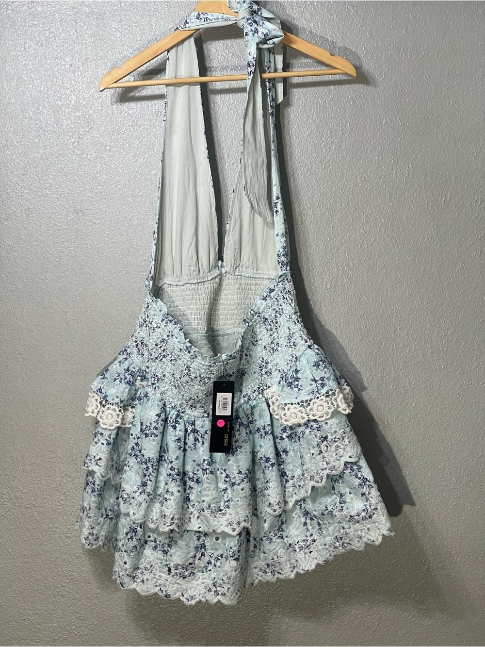 NWT RESET Tyler Halter Floral Smocked Mini Dress - Size L - Picture 5 of 5